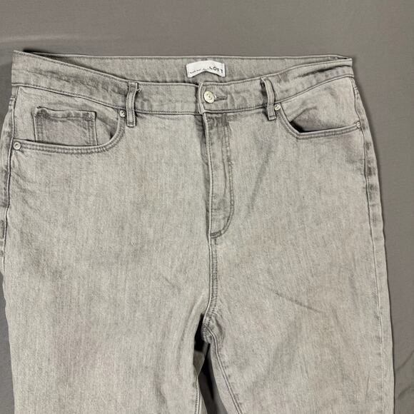 Loft Women's High Rise Kick Crop Jeans in Gray Wash Frayed Hems Stretch- Size 12 - Picture 3 of 9